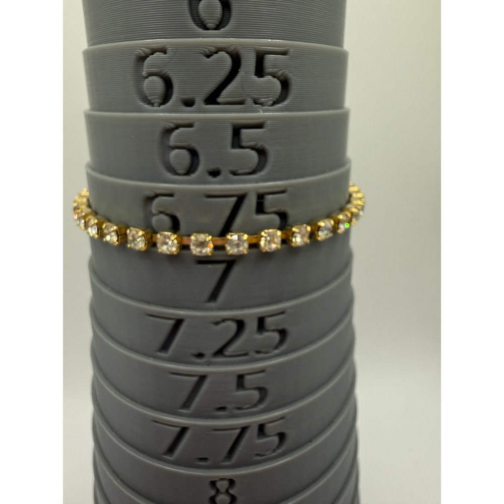 Gold Tone Crystal Tennis Bracelet Vintage Glam Aesthetic - Picture 7 of 10